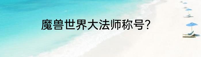 魔兽世界大法师称号？
