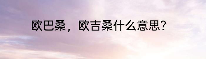 欧巴桑，欧吉桑什么意思？