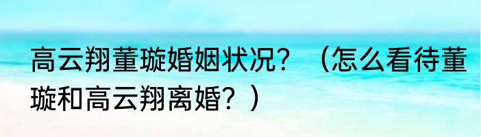 高云翔董璇婚姻状况？（怎么看待董璇和高云翔离婚？）