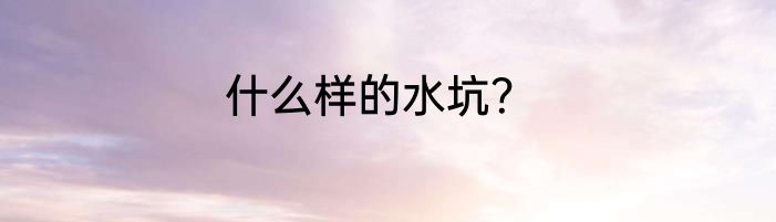 什么样的水坑？