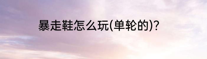 暴走鞋怎么玩(单轮的)？