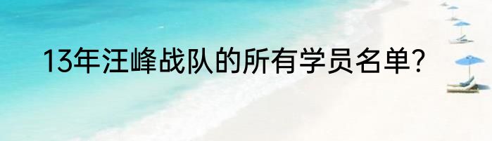 13年汪峰战队的所有学员名单？