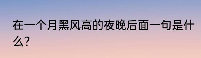 在一个月黑风高的夜晚后面一句是什么？