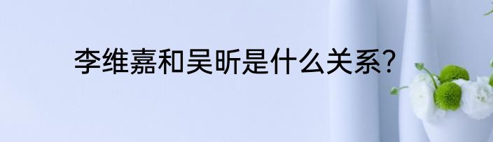 李维嘉和吴昕是什么关系？
