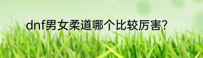 dnf男女柔道哪个比较厉害？