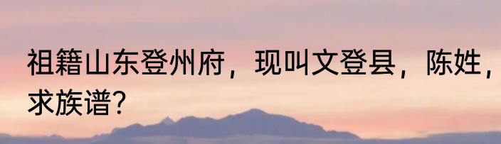 祖籍山东登州府，现叫文登县，陈姓，求族谱？