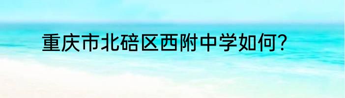 重庆市北碚区西附中学如何？