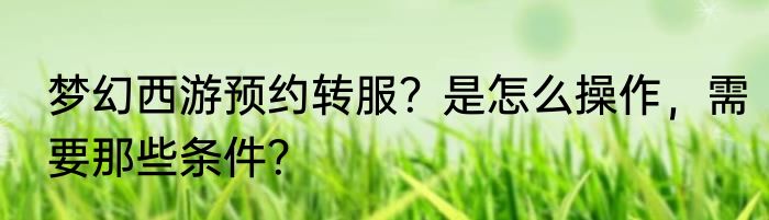 梦幻西游预约转服？是怎么操作，需要那些条件？