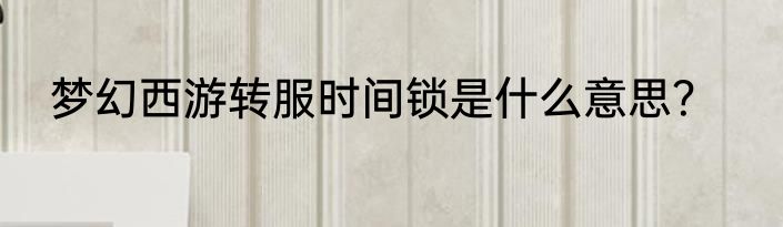 梦幻西游转服时间锁是什么意思？