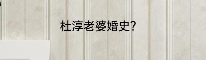 杜淳老婆婚史？