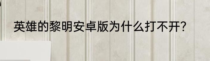 英雄的黎明安卓版为什么打不开？