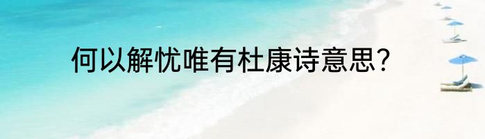 何以解忧唯有杜康诗意思？