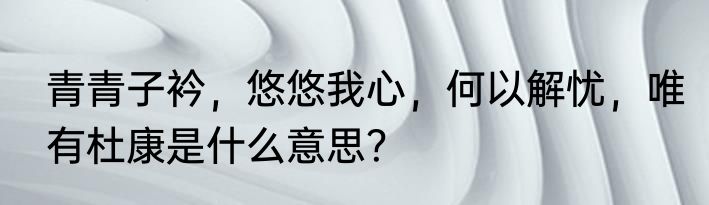青青子衿，悠悠我心，何以解忧，唯有杜康是什么意思？