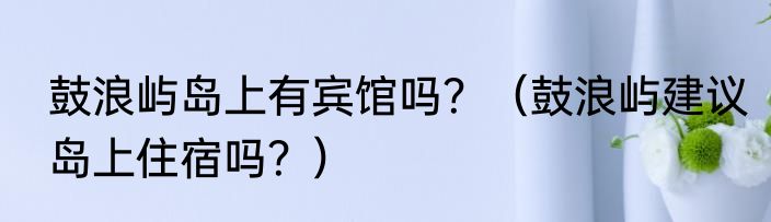鼓浪屿岛上有宾馆吗？（鼓浪屿建议岛上住宿吗？）