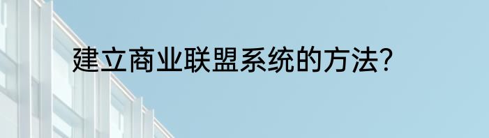 建立商业联盟系统的方法？