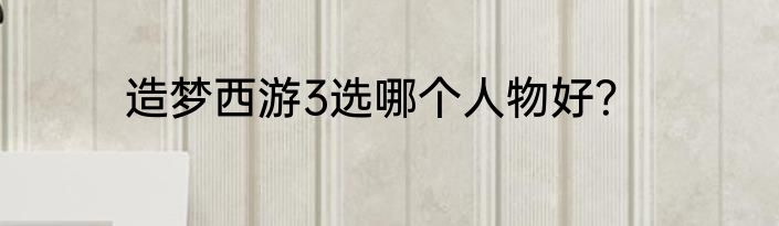 造梦西游3选哪个人物好？