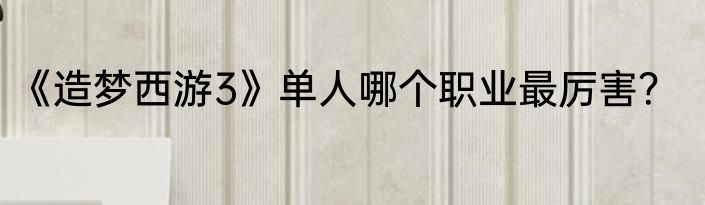 《造梦西游3》单人哪个职业最厉害？