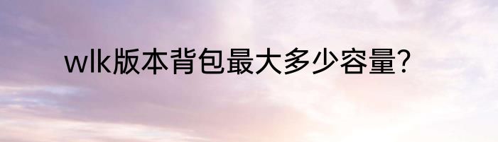 wlk版本背包最大多少容量？