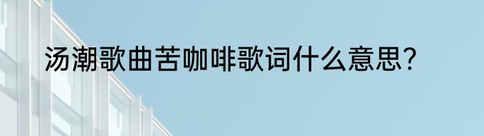 汤潮歌曲苦咖啡歌词什么意思？