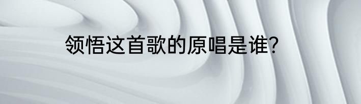 领悟这首歌的原唱是谁？