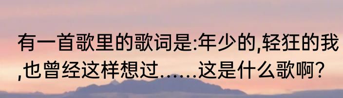 有一首歌里的歌词是:年少的,轻狂的我,也曾经这样想过……这是什么歌啊？