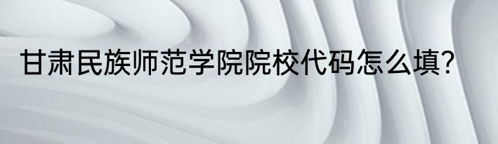 甘肃民族师范学院院校代码怎么填？