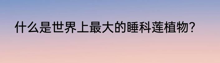 什么是世界上最大的睡科莲植物？