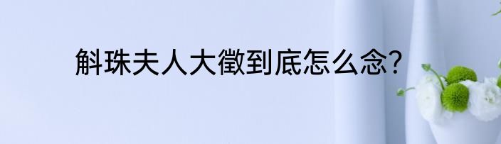斛珠夫人大徵到底怎么念？