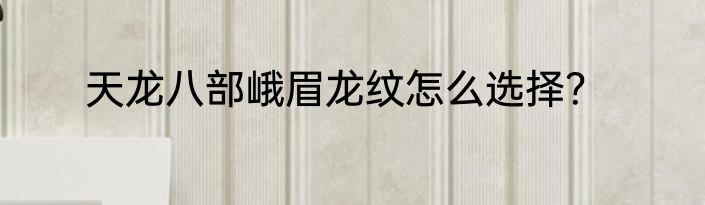 天龙八部峨眉龙纹怎么选择？