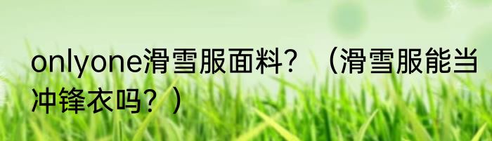 onlyone滑雪服面料？（滑雪服能当冲锋衣吗？）