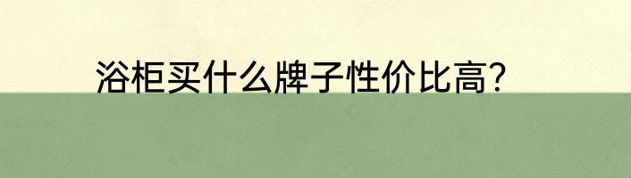 浴柜买什么牌子性价比高？