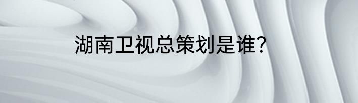 湖南卫视总策划是谁？