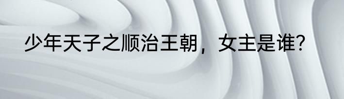 少年天子之顺治王朝，女主是谁？