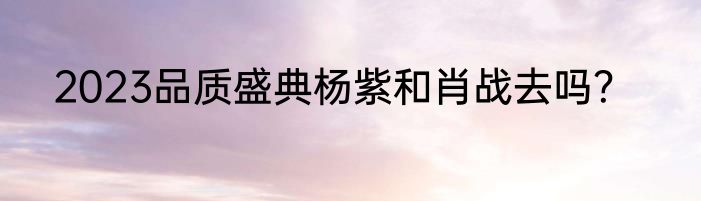2023品质盛典杨紫和肖战去吗？