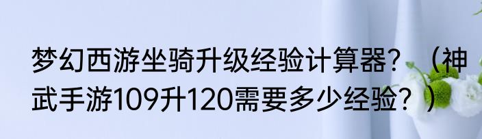 梦幻西游坐骑升级经验计算器？（神武手游109升120需要多少经验？）