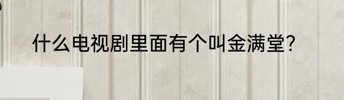 什么电视剧里面有个叫金满堂？