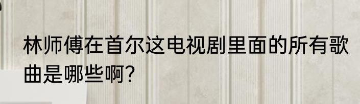 林师傅在首尔这电视剧里面的所有歌曲是哪些啊？