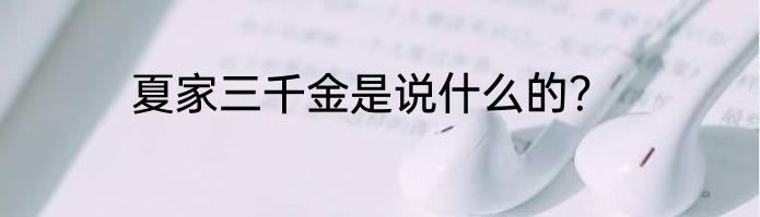 夏家三千金是说什么的？