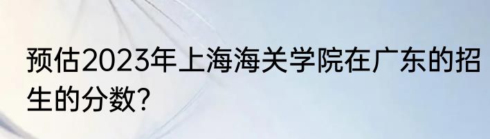 预估2023年上海海关学院在广东的招生的分数？