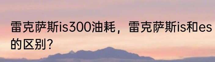 雷克萨斯is300油耗，雷克萨斯is和es的区别？