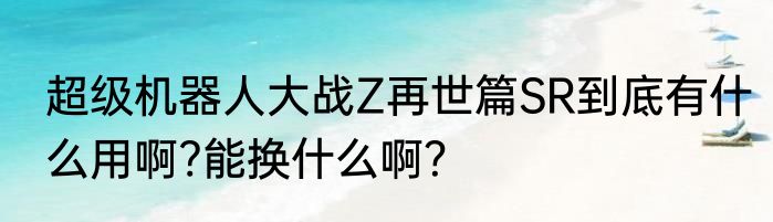 超级机器人大战Z再世篇SR到底有什么用啊?能换什么啊？