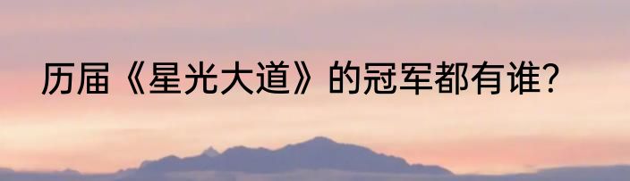 历届《星光大道》的冠军都有谁？