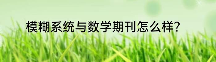 模糊系统与数学期刊怎么样？