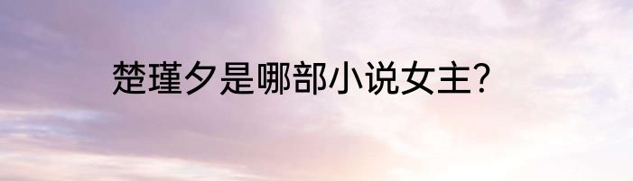 楚瑾夕是哪部小说女主？