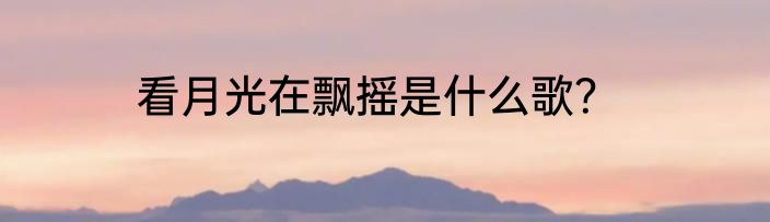 看月光在飘摇是什么歌？