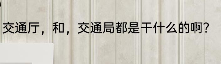 交通厅，和，交通局都是干什么的啊？