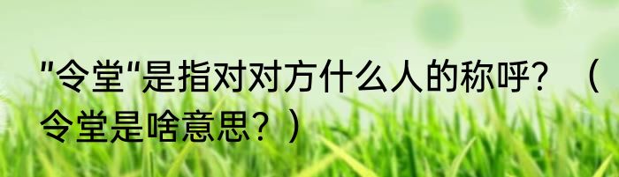 ”令堂“是指对对方什么人的称呼？（令堂是啥意思？）