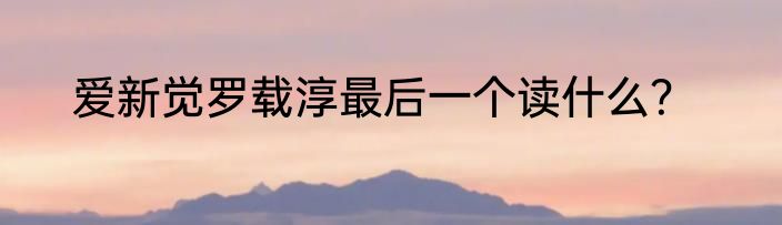 爱新觉罗载淳最后一个读什么？