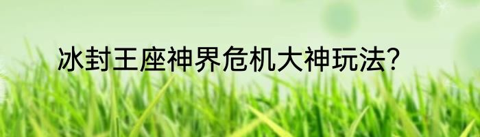 冰封王座神界危机大神玩法？