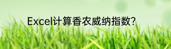 Excel计算香农威纳指数？